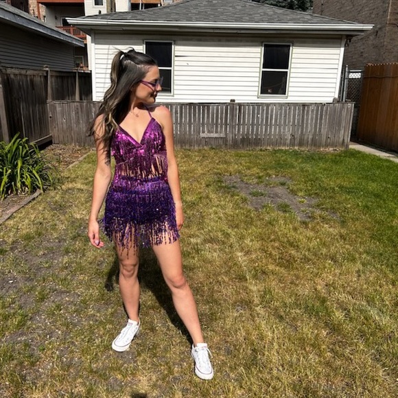 MY ERAS TOUR OUTFIT Self-Tie Fringe Sequin Padded Top ✨ - Picture 3 of 4